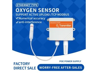 Ethernet DC/POE+RJ45 O2 gas sensor oxygen wireless sensor